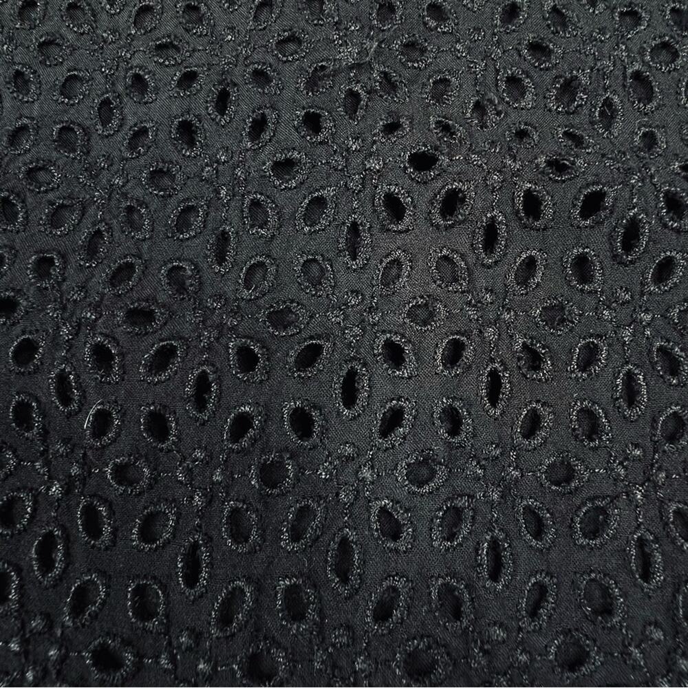 Three Dots Eyelet Sundress M Drop Waist Crochet Black Dress USA Festival Beachy - Picture 7 of 10